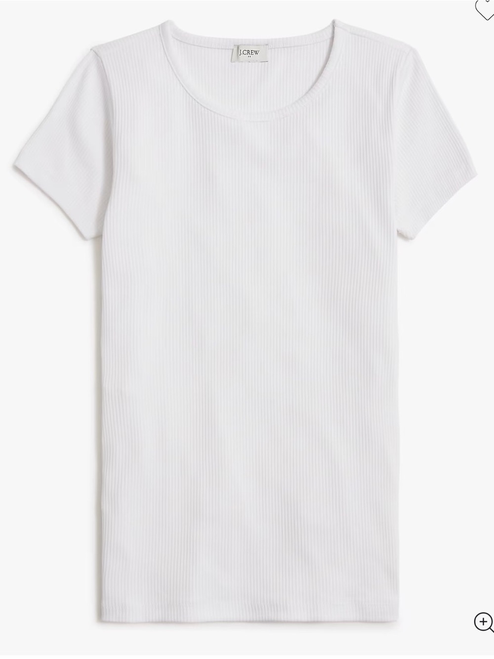 J. Crew White Ribbed Scoop Neck Tee